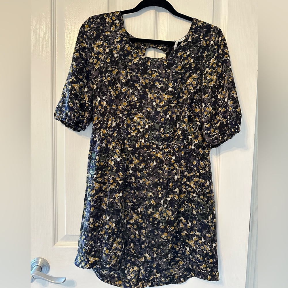 French Connection Romper Open Back Expoed Zipper Pockets Women’s 8
